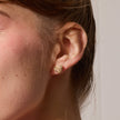 Sparkle Heart Stud Earrings Soft Gold on model