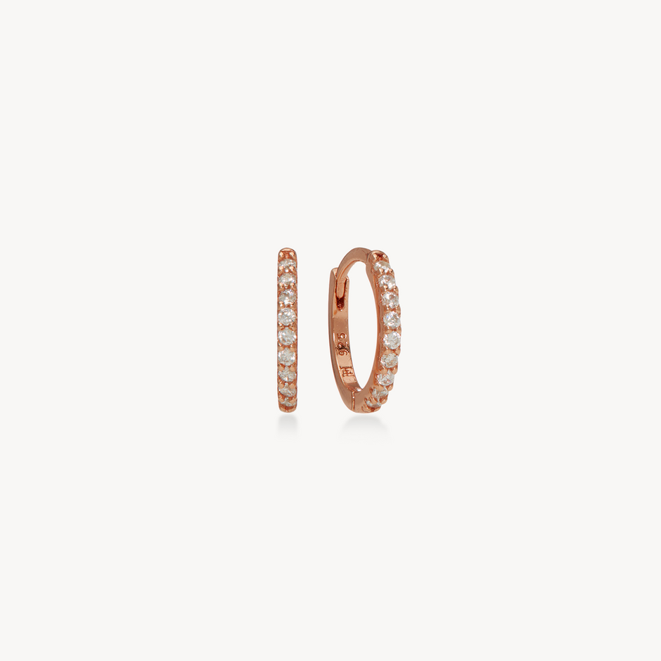 Pavé Hoop Earrings - Mini Rose Gold