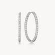 Pavé Hoop Earrings - Medium Silver