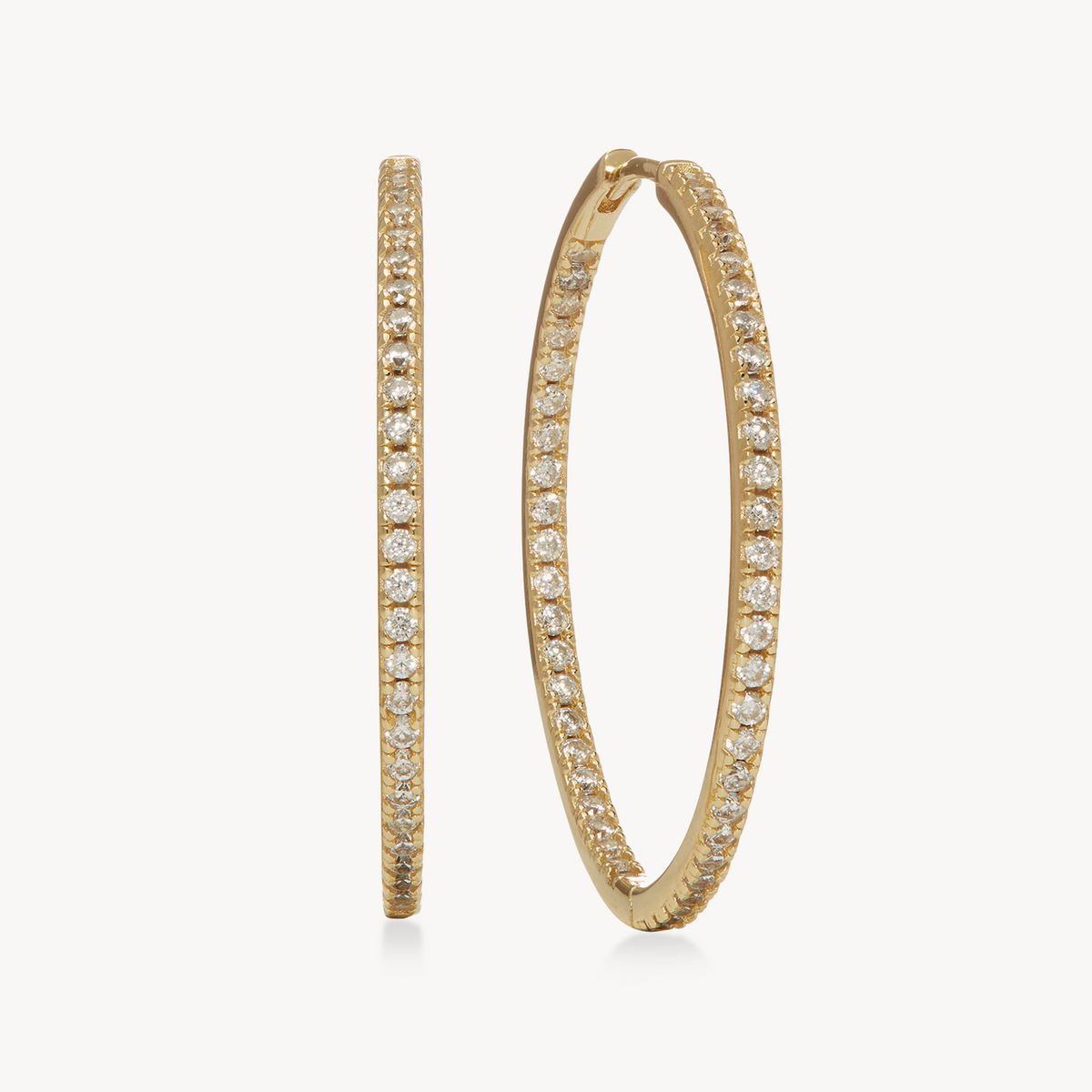 Pavé Hoop Earrings - Large Gold