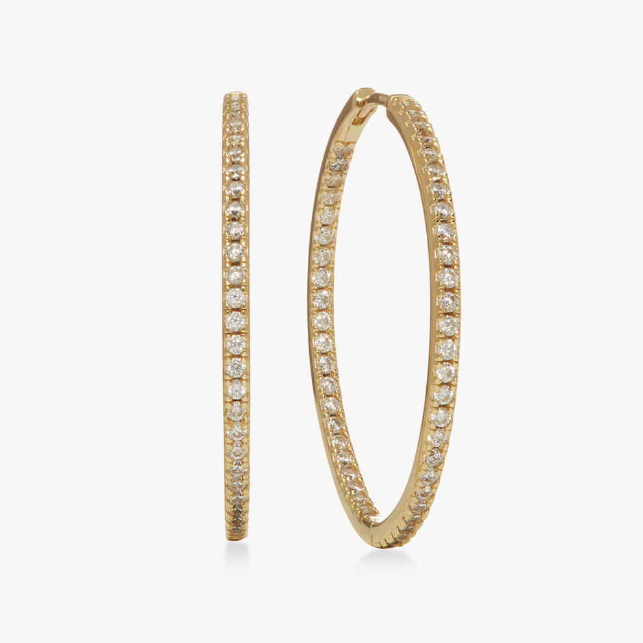 Pavé Hoop Earrings - Large Gold
