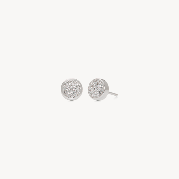Sparkle Bezel Stud Earrings White