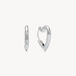 Heart Huggie Hoop Earrings Silver