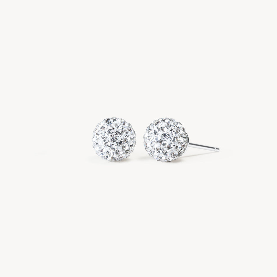 White Small Sparkle Ball™ Stud Earrings