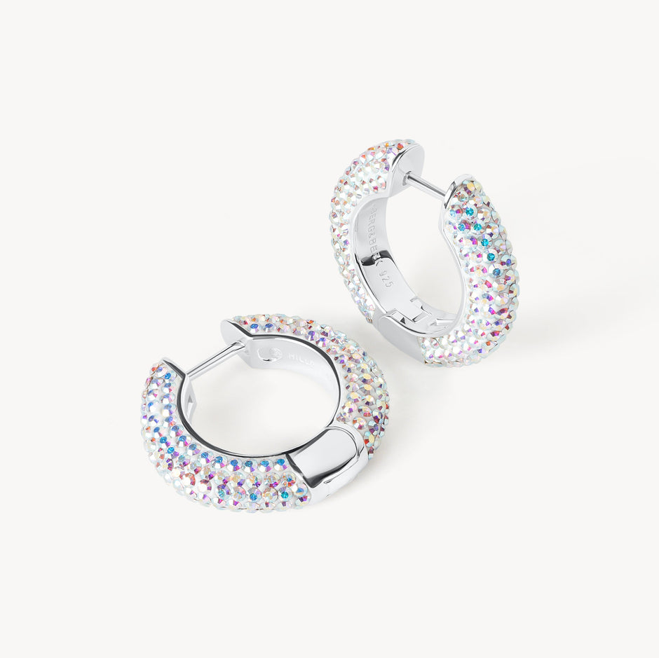 Aurora Borealis Medium Sparkle Hoop Earrings