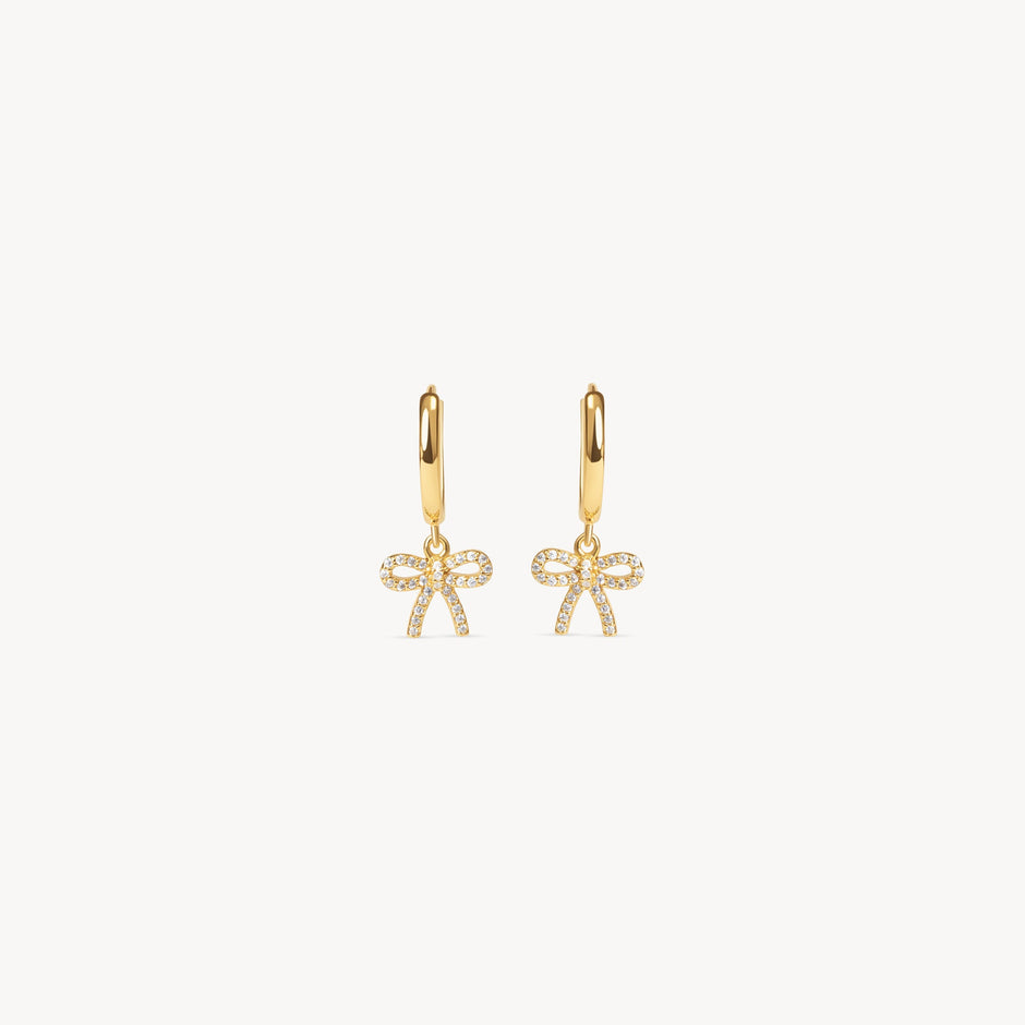 Baby Bow Hoop Earrings Gold