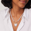 Blue Lace Agate Charm Necklace with Carabiner on model