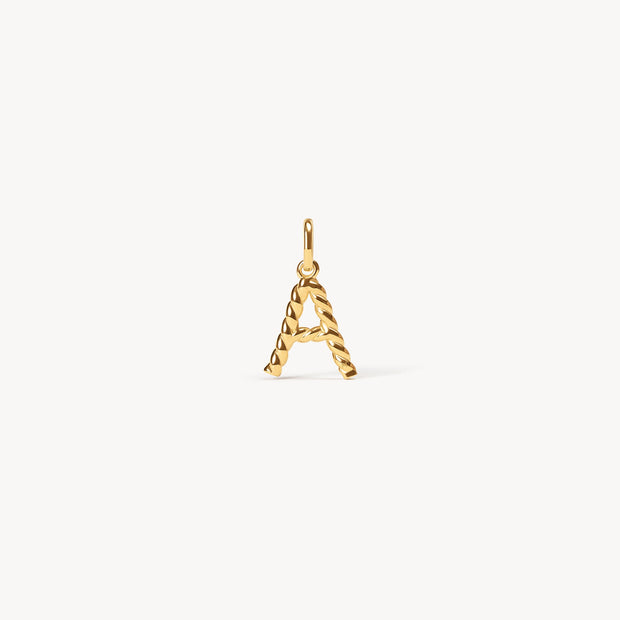 Gold Braided Letter Charm A