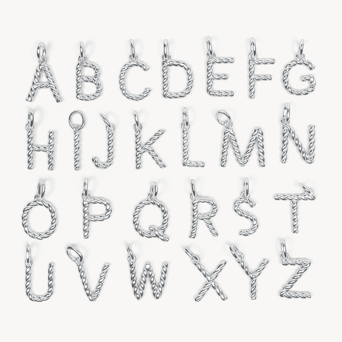 Silver Braided Letter Charm