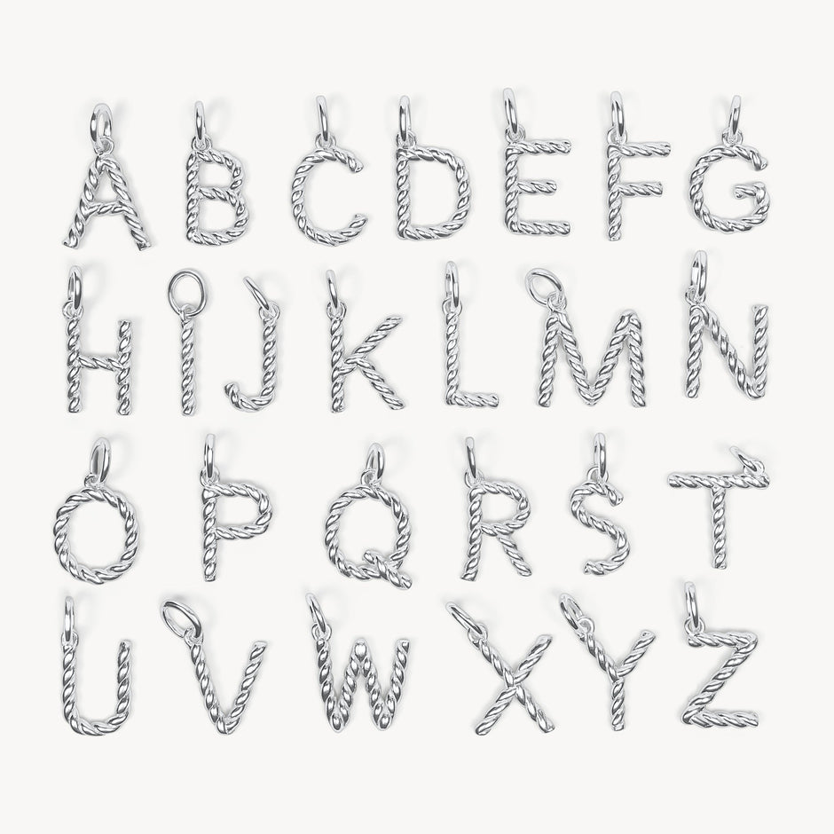 Silver Braided Letter Charm