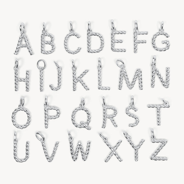 Silver Braided Letter Charm