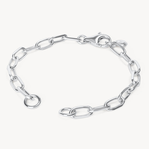 Silver Clip Chain Charm Bracelet Base