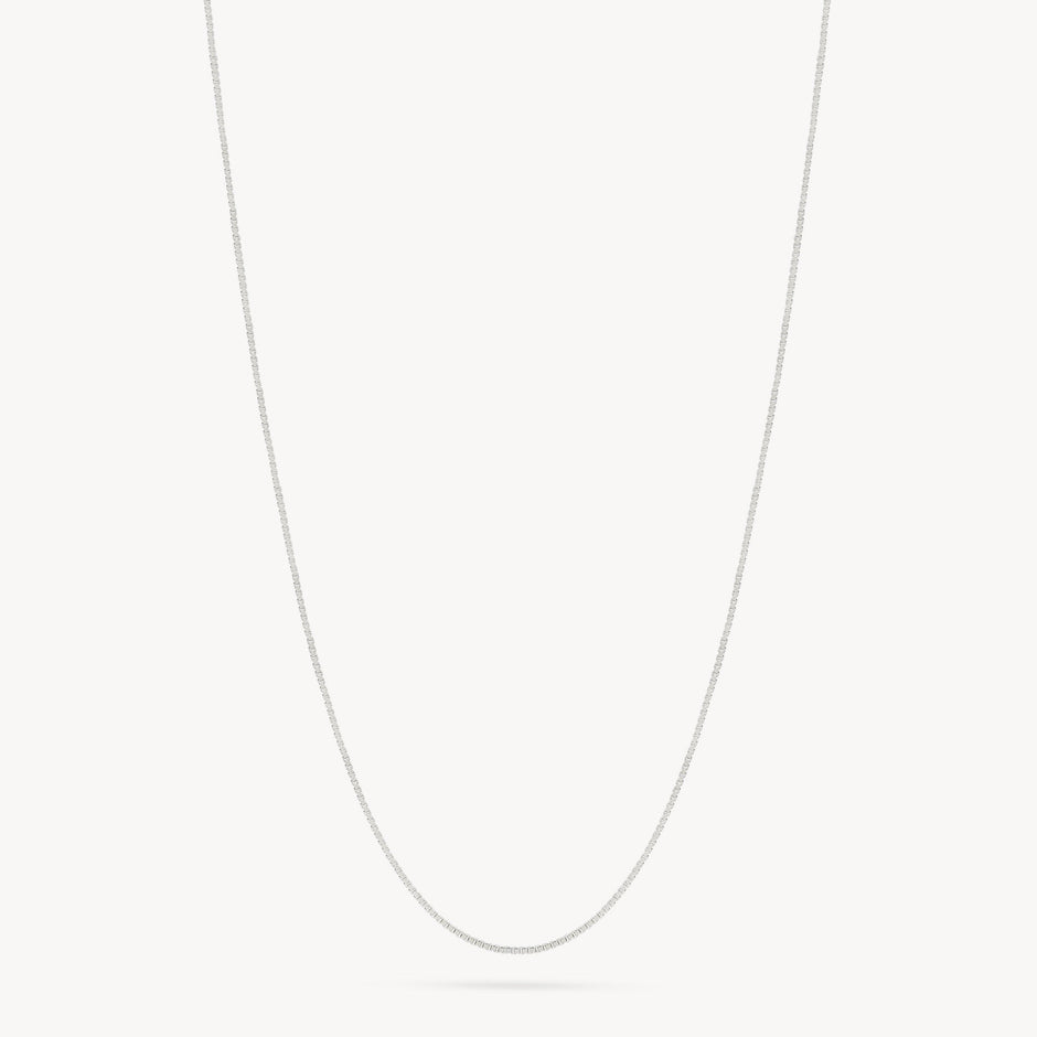 14K Box Chain With Extender White Gold