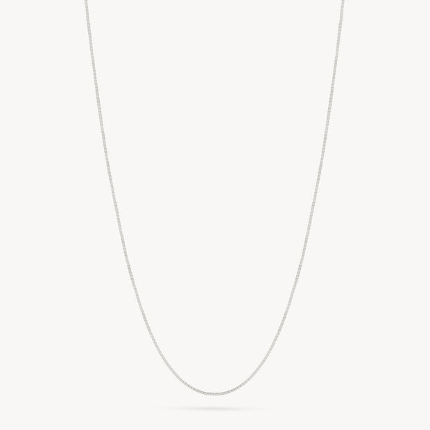14K Box Chain With Extender White Gold