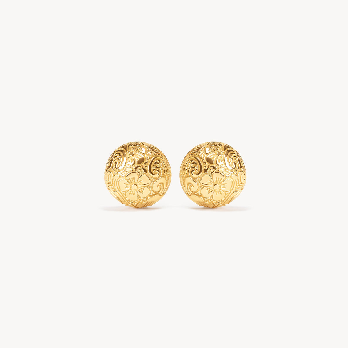 Etched Floral Stud Earrings