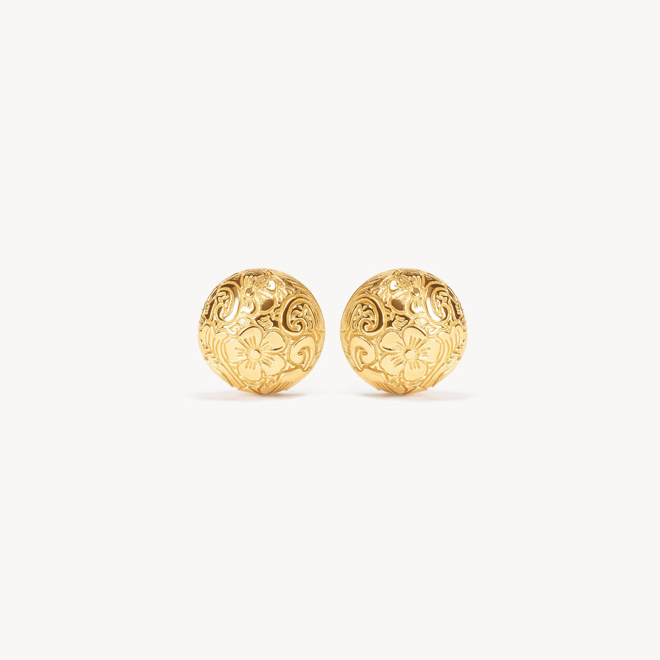 Etched Floral Stud Earrings