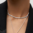 Heart String Chain Necklace Silver on model