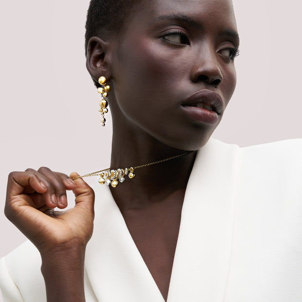 Bubbly Linear Drop Earrings on model