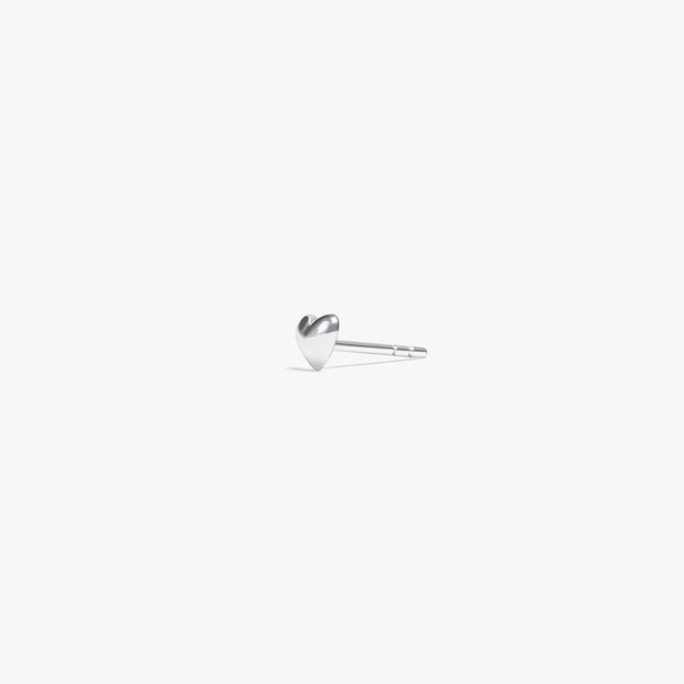 Mini Metal Heart Stud Earrings Silver angled