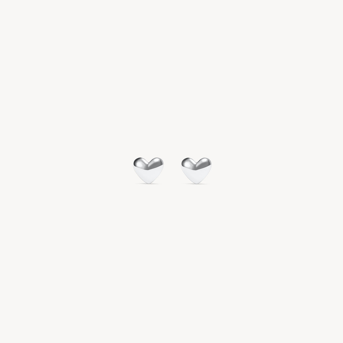Mini Metal Heart Stud Earrings Silver Pair 