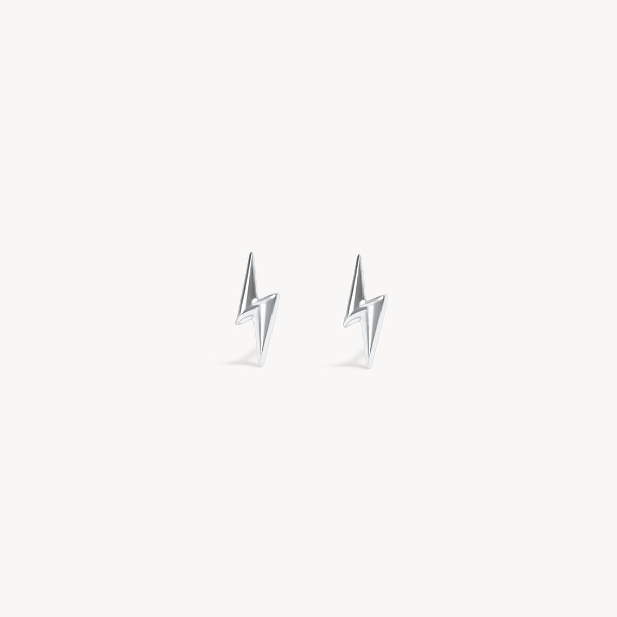 Mini Metal Lightning Stud Earrings Silver pair