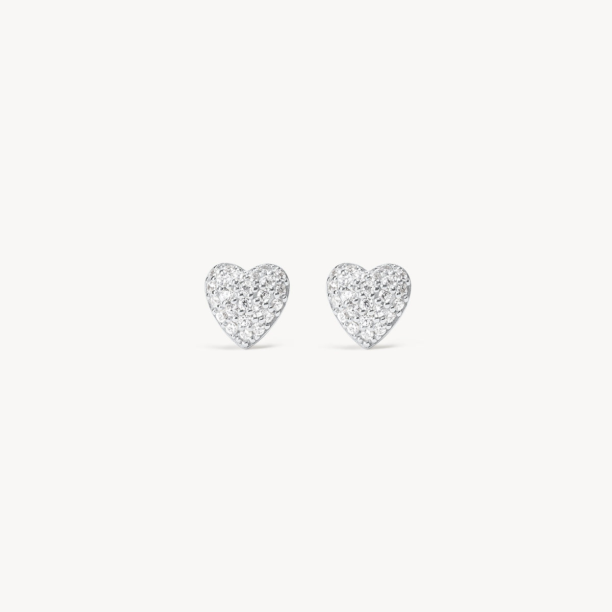 Silver Mini Pavé Heart Stud Earrings