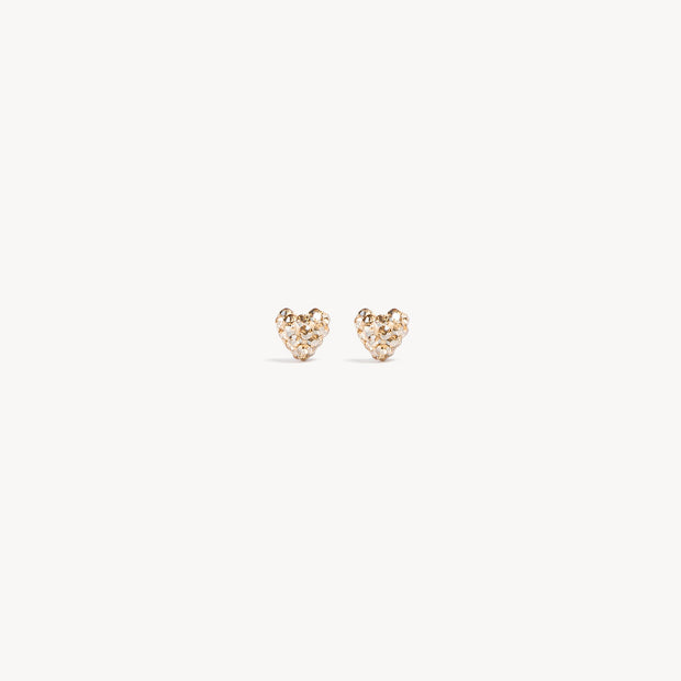 Mini Sparkle Heart Stud Earrings Soft Gold