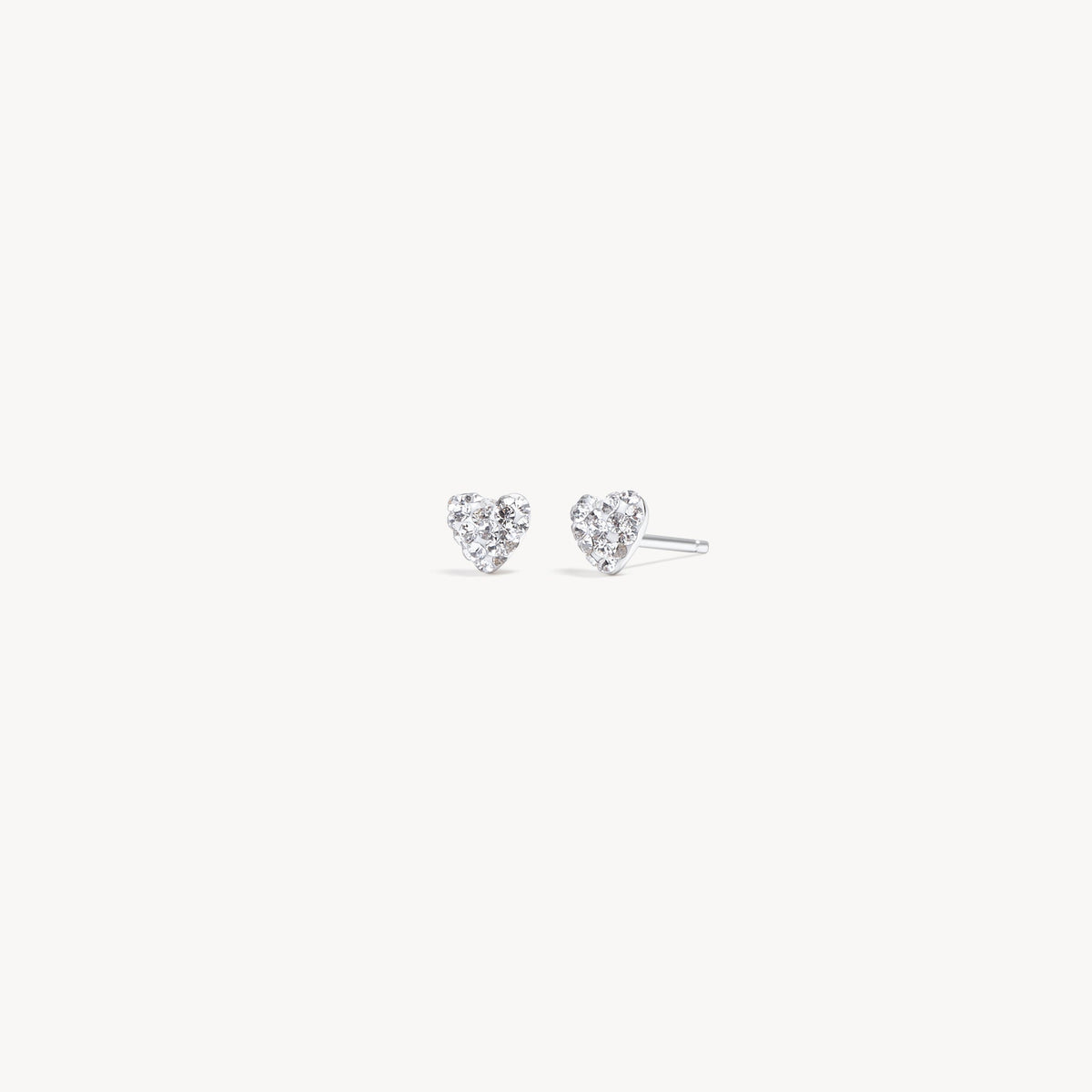 Mini Sparkle Heart Stud Earrings White