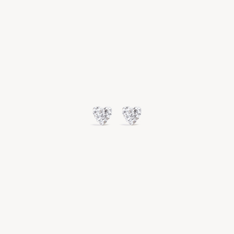 Mini Sparkle Heart Stud Earrings
