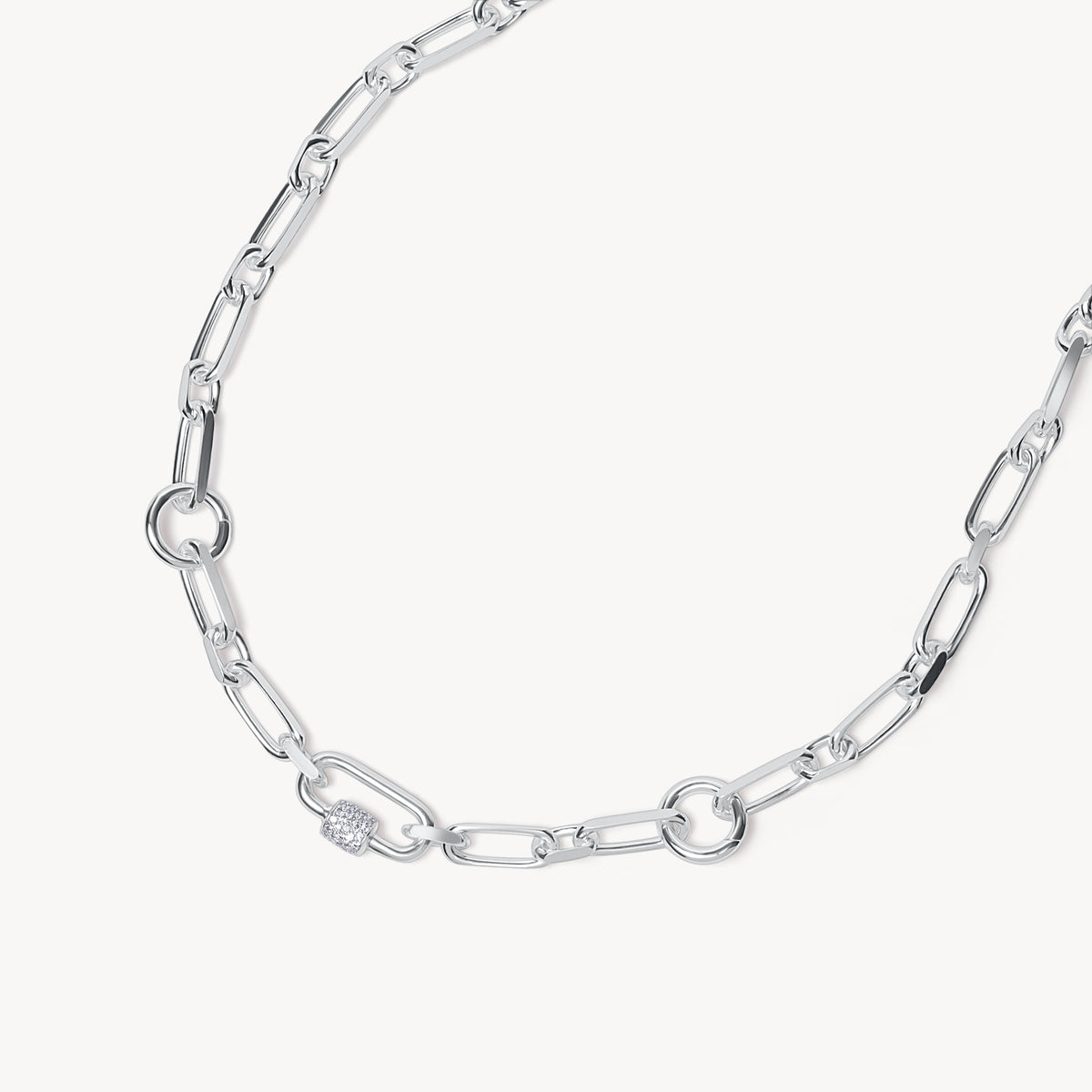 Multi-Station Charm Necklace Silver