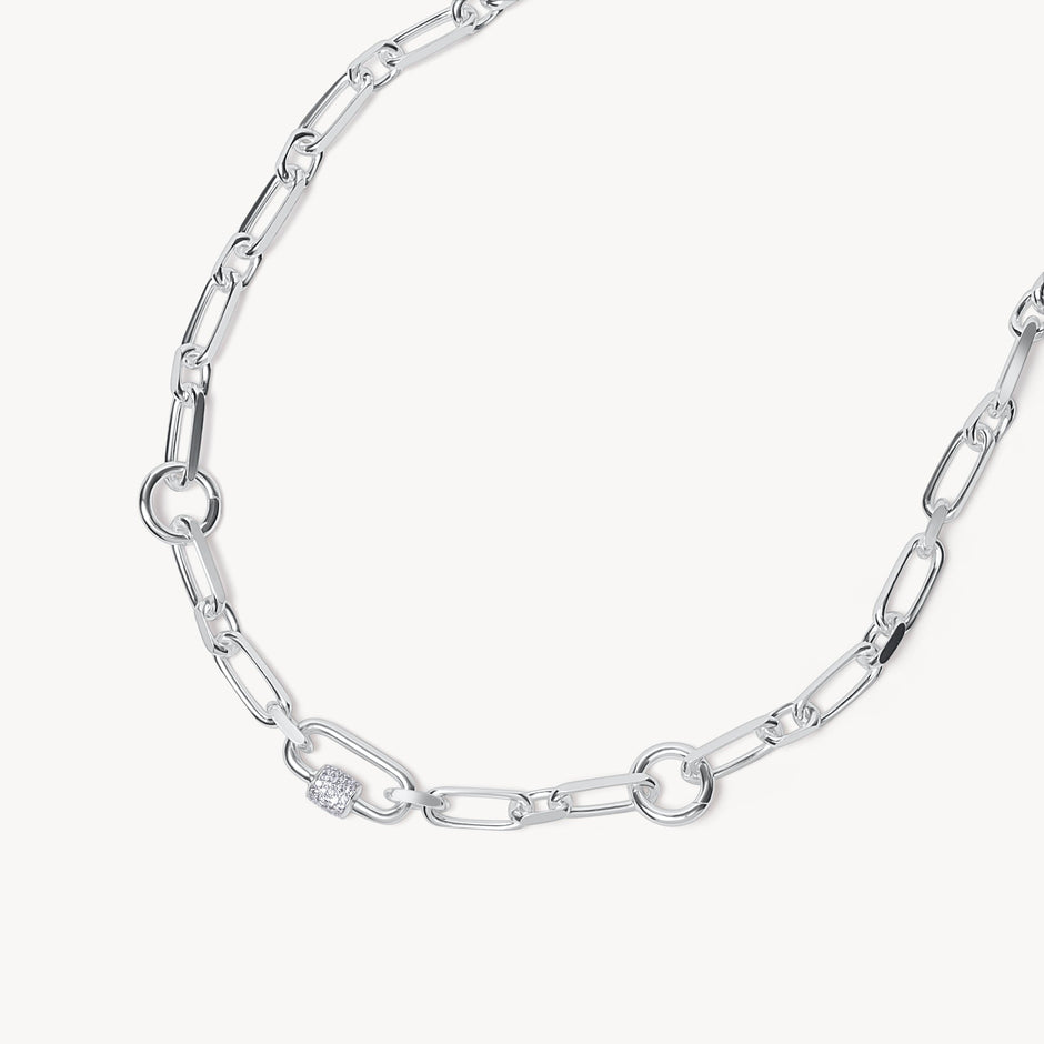 Multi-Station Charm Necklace Silver