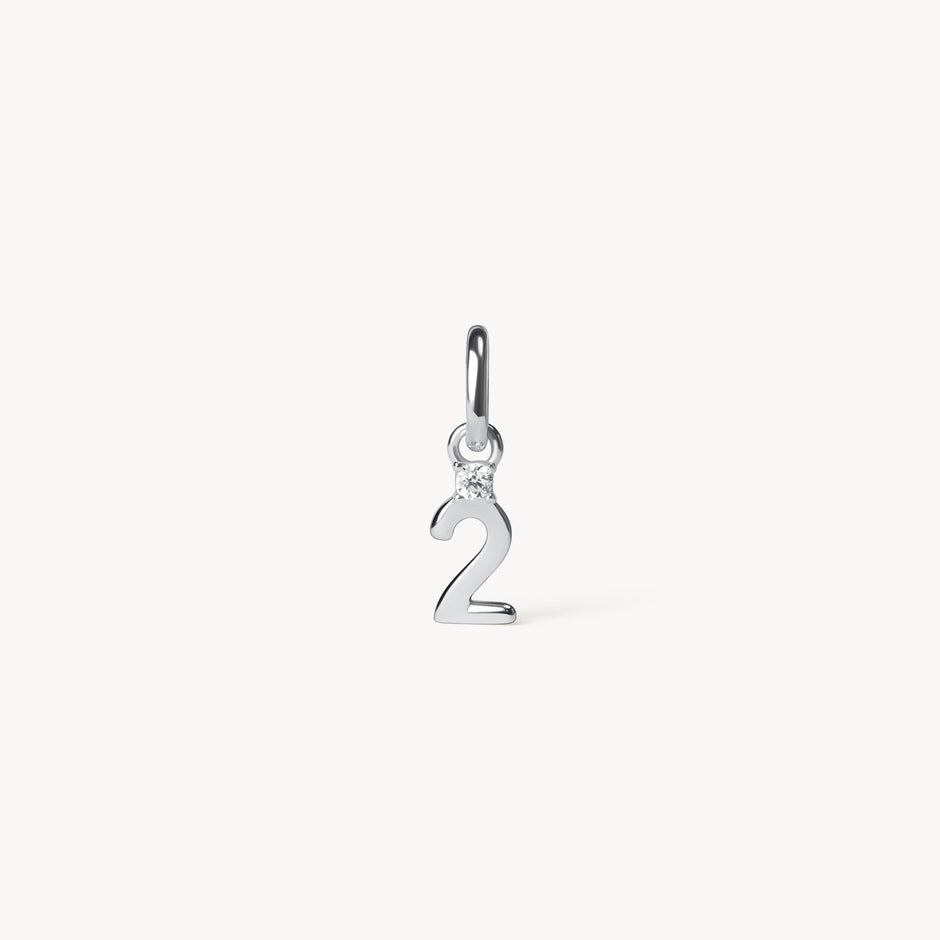 Silver Number Charm 2