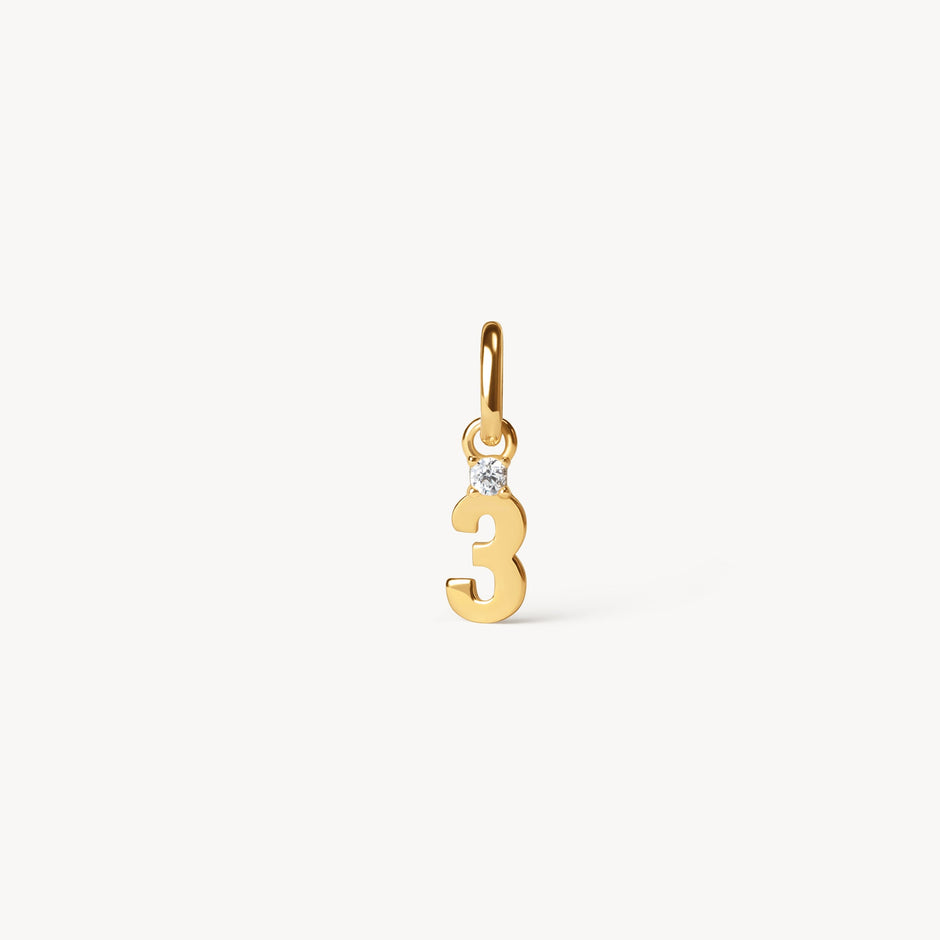 Gold Number Charm 3