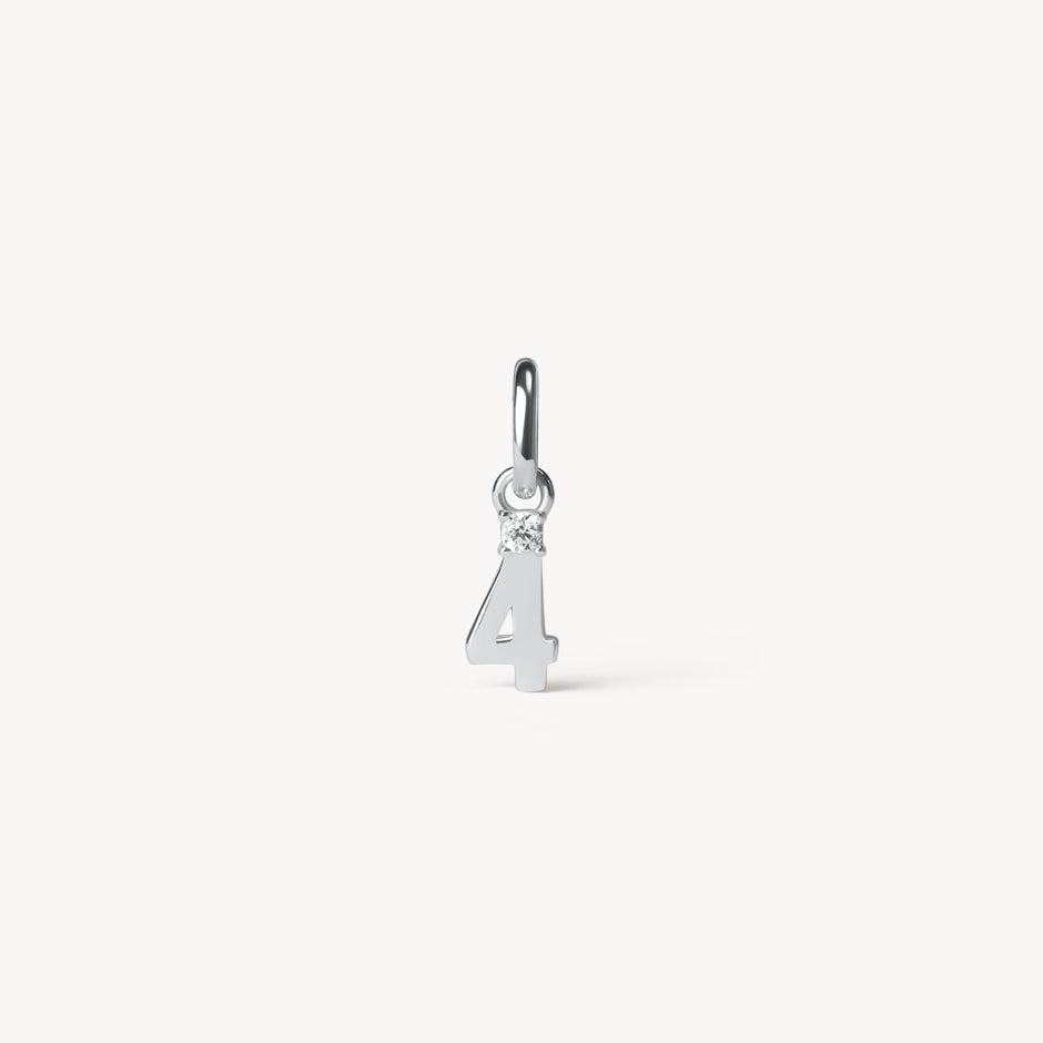 Silver Number Charm 4