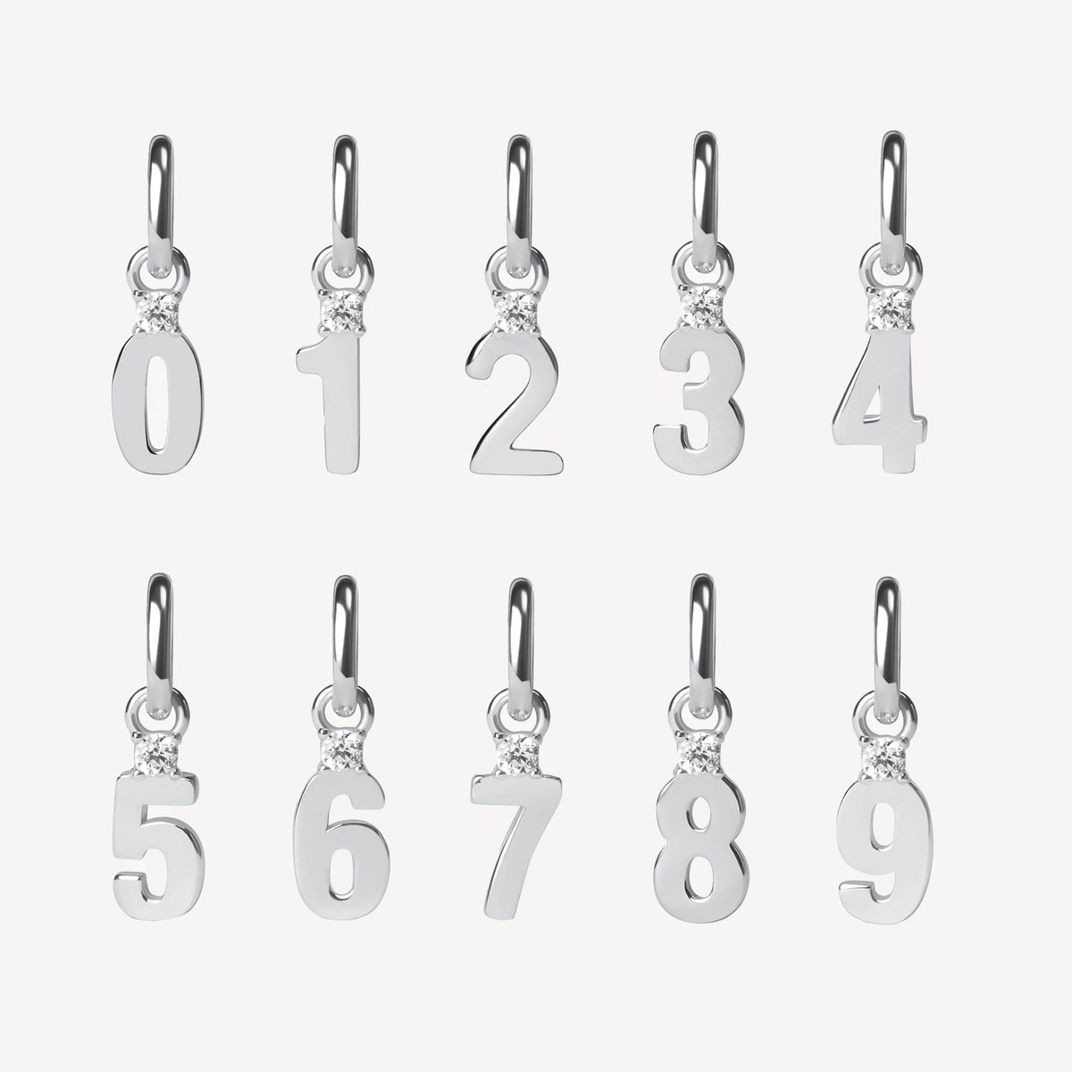 Number Charm in Silver