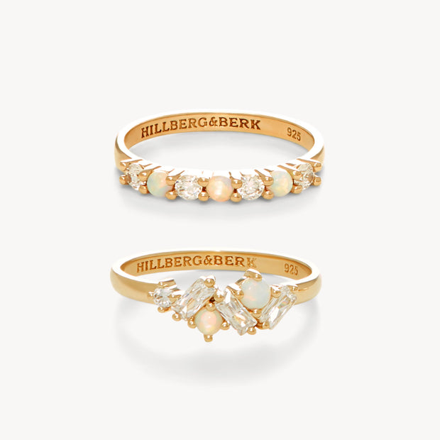 Gold Opal Ring Set
