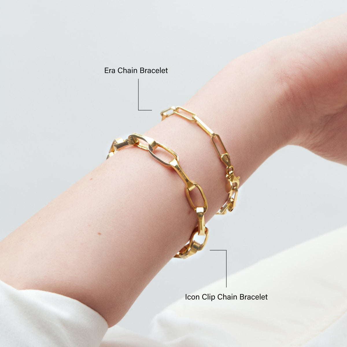 Era Chain Bracelet and Icon Clip Chain Bracelet comparison