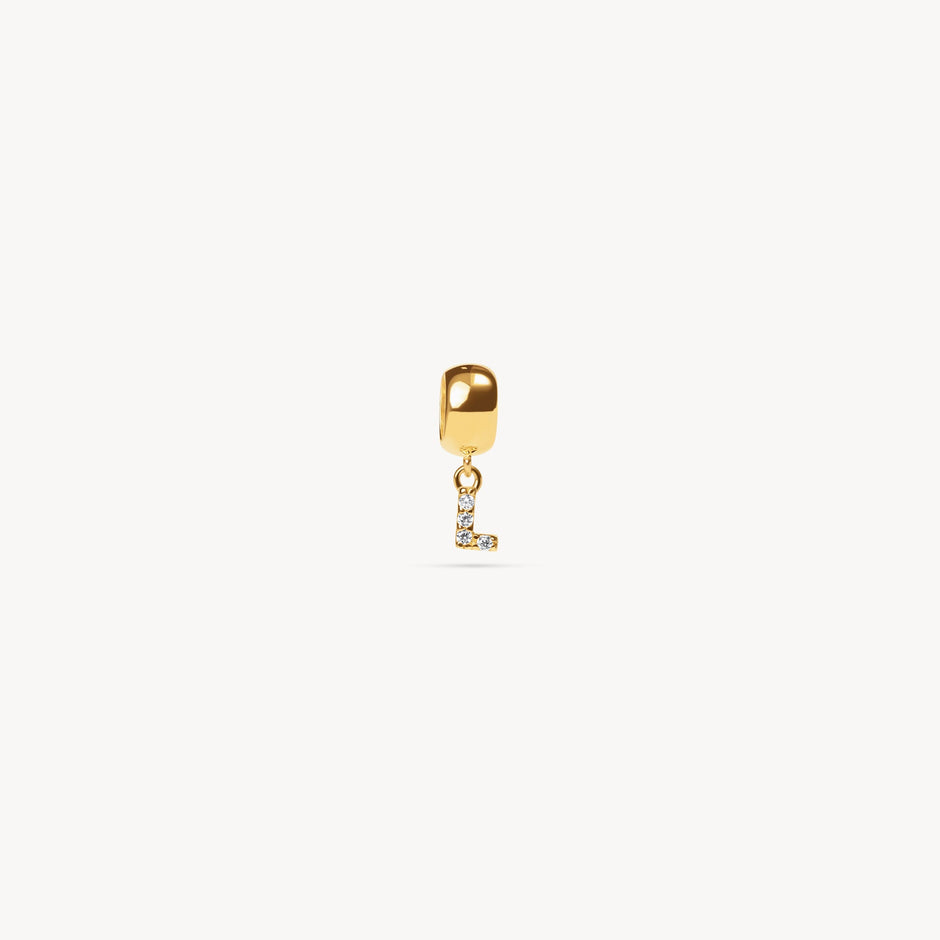 Gold Pavé Letter Bead Charm L