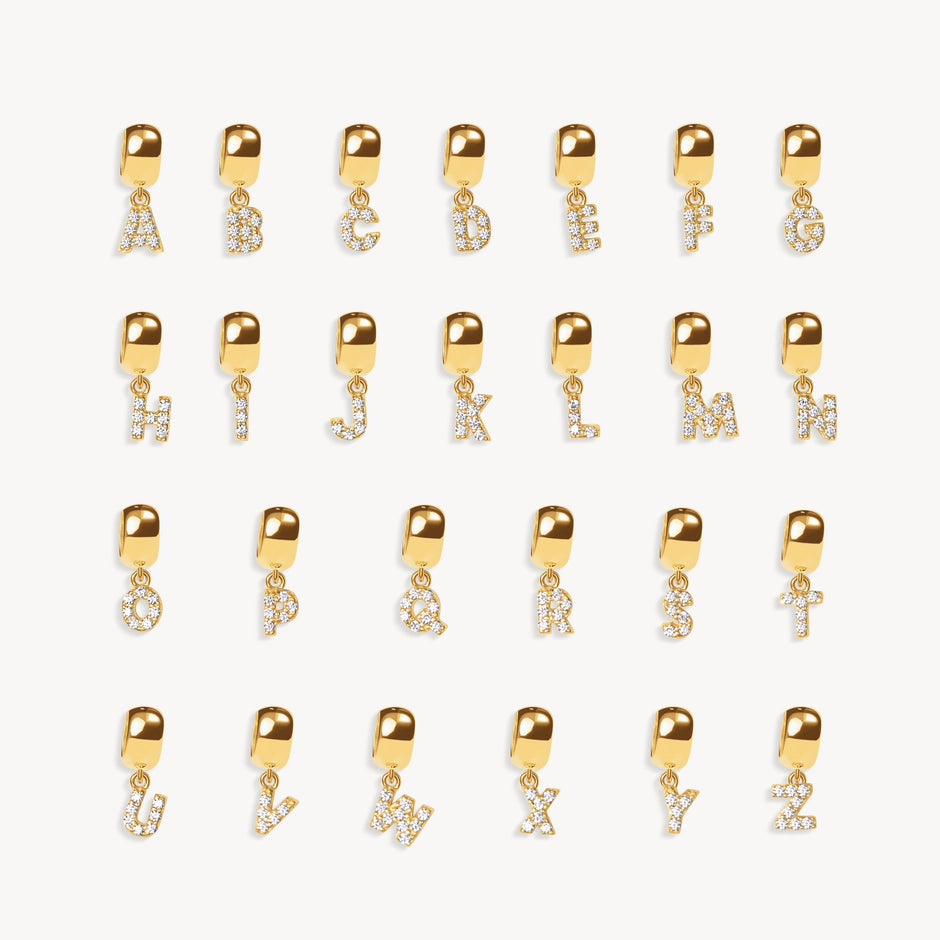 Gold Pavé Letter Bead Charms
