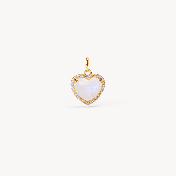 Rainbow Moonstone Heart Charm