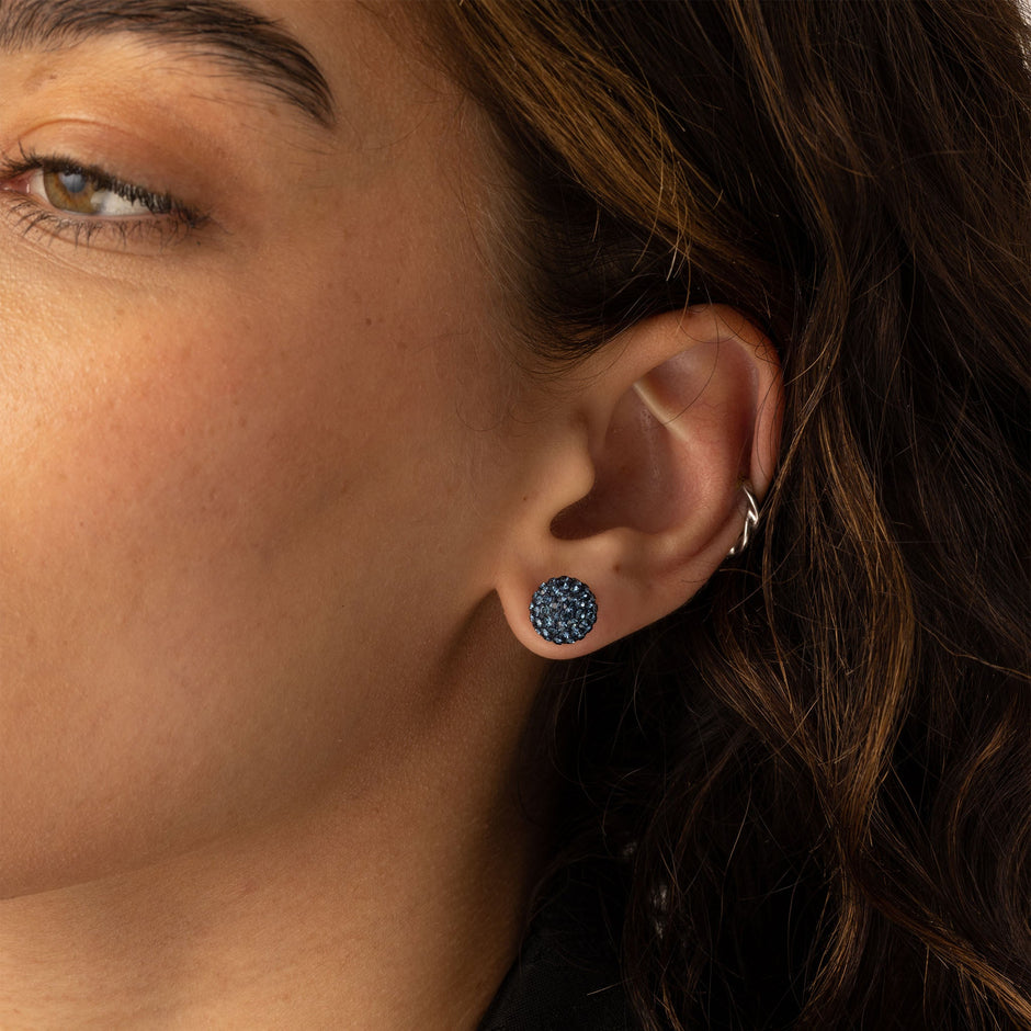 10mm Birthstone Sparkle Ball™ Stud Earrings September on model