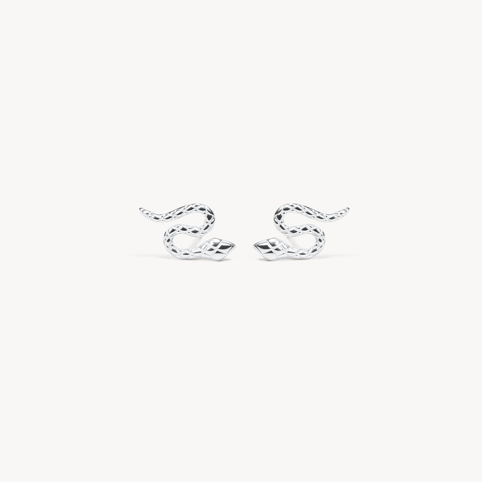 Serpent Stud Earrings Silver