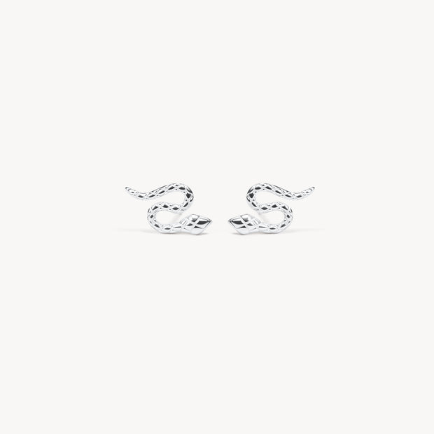 Serpent Stud Earrings Silver