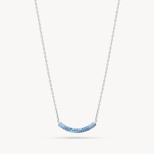 Denim Curved Sparkle Bar Necklace