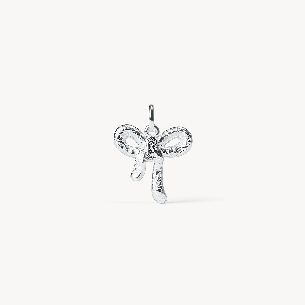 Lilac Sparkle Bow Charm Etched Floral Side