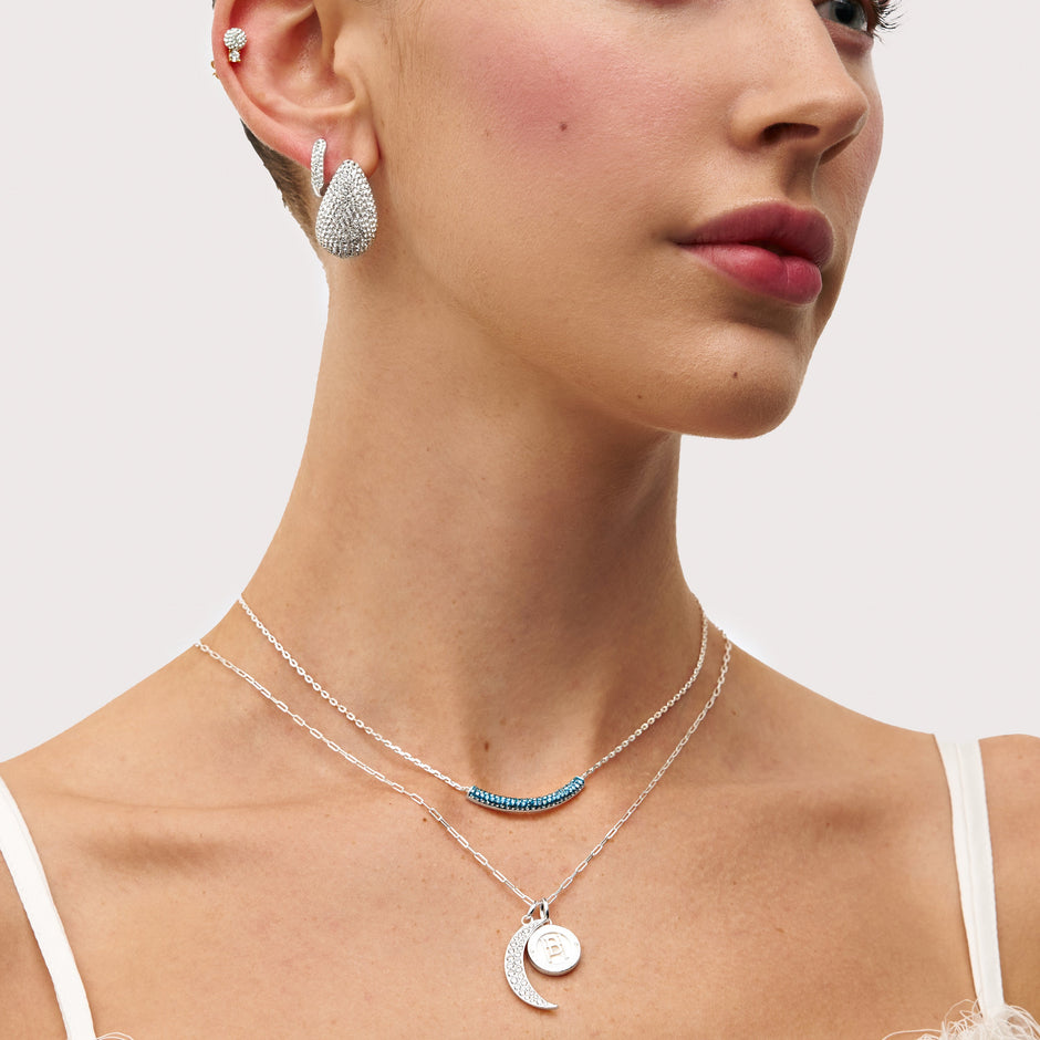 H&B Monogram Charm Silver on model