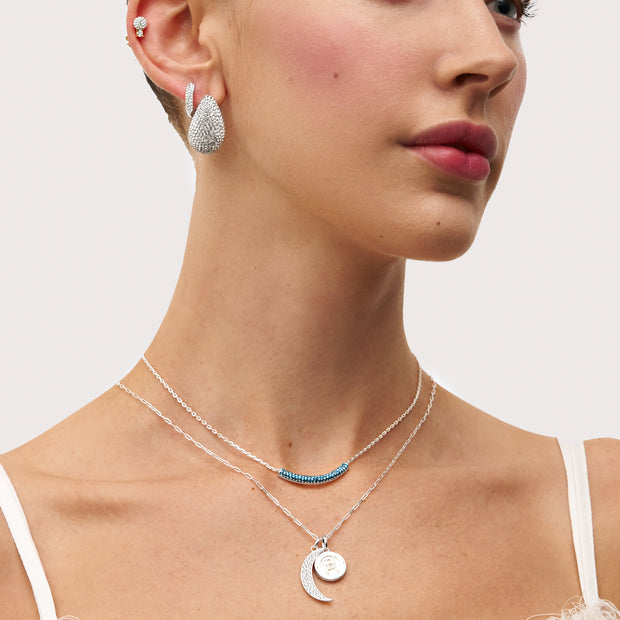 H&B Monogram Charm Silver on model