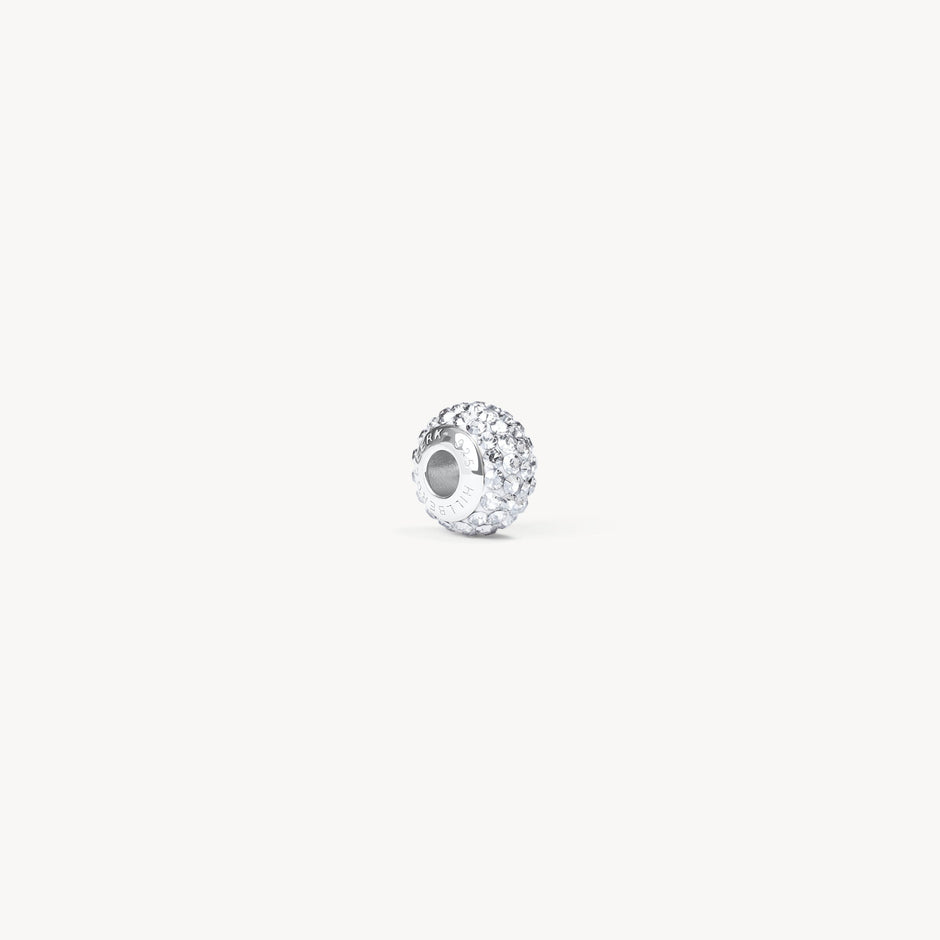 White Sparkle Rondelle Charm 