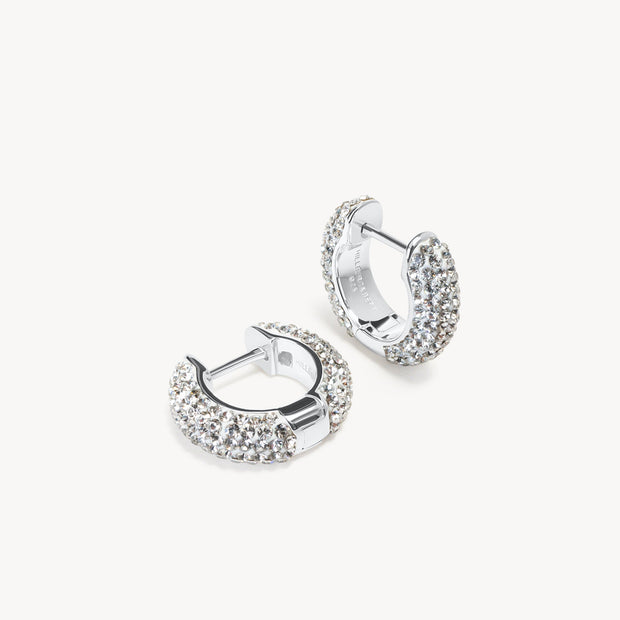 White Small Sparkle Hoop Earrings